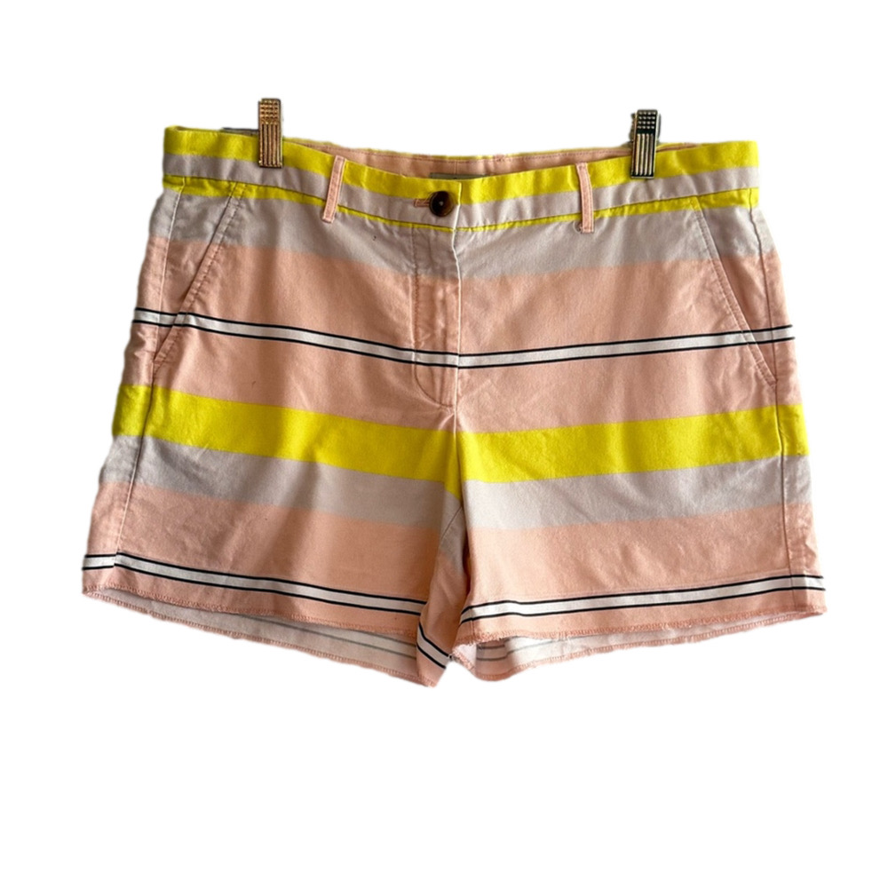 Women’s Gap 100% Cotton Striped Shorts Size 10 Pink Yellow Summer 5 inch